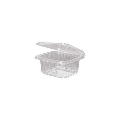 VASCHETTE C/COP TRAS.PLA BIODEGRADABILE 370cc 50PZ 126x117x56mm