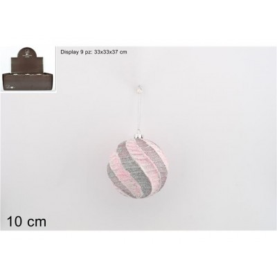 PALLA NATALIZIA VETRO 10CM C/GLITTER E ONDE
