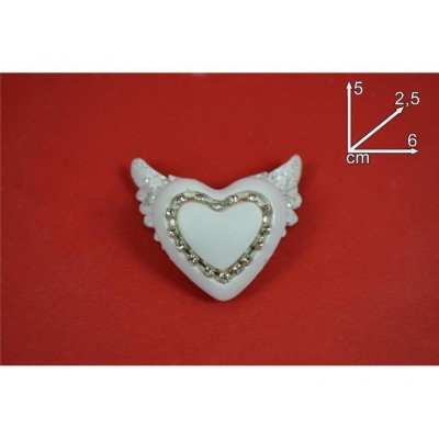 CUORE IN GESSO 6CM C/STRASS E ALI