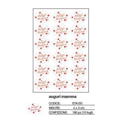 ETICHETTE AUGURI MAMMA 18PZ.