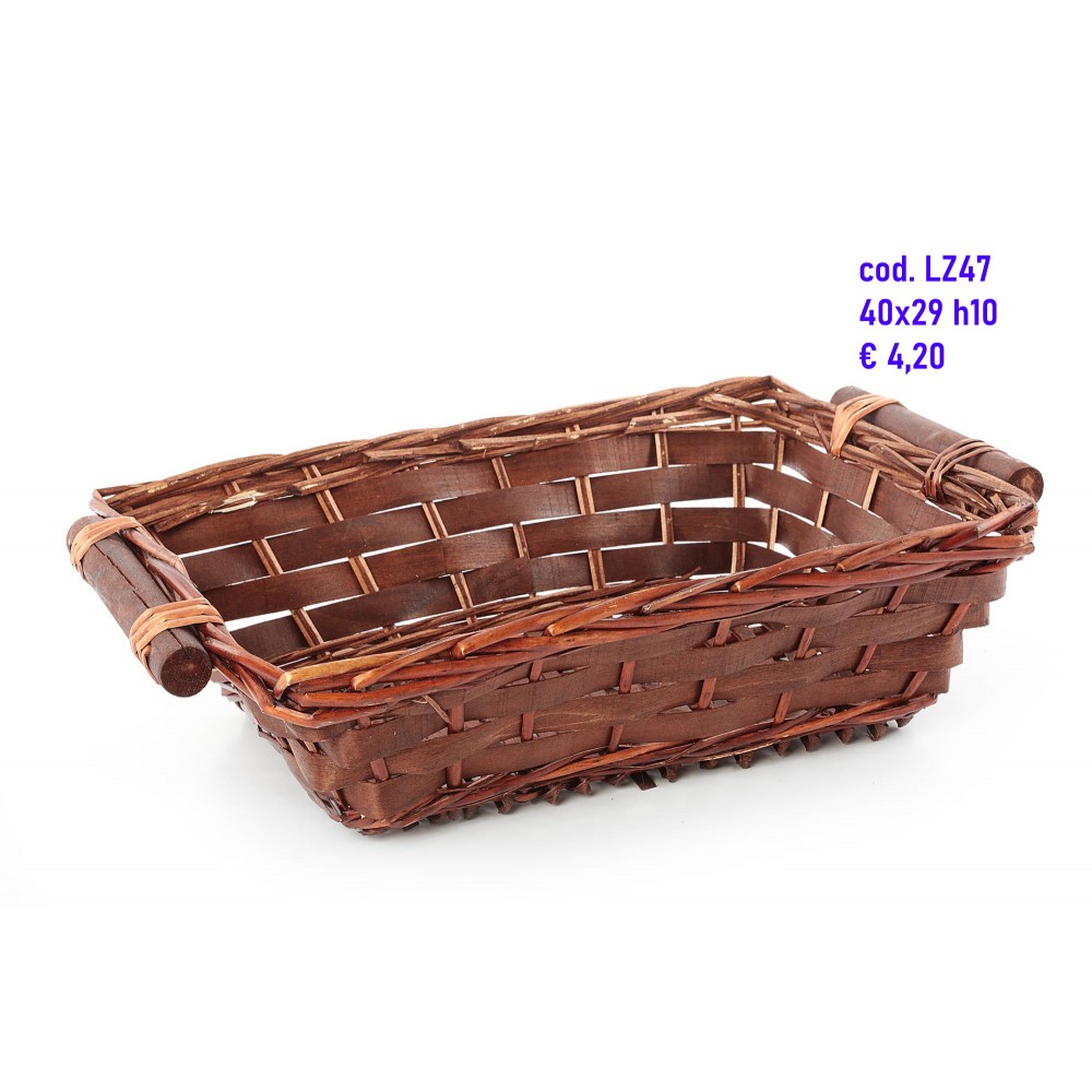 Cesto portafrutta inclinato vimini Glane naturale e marrone 40x32x13/36cm  x25 - RETIF