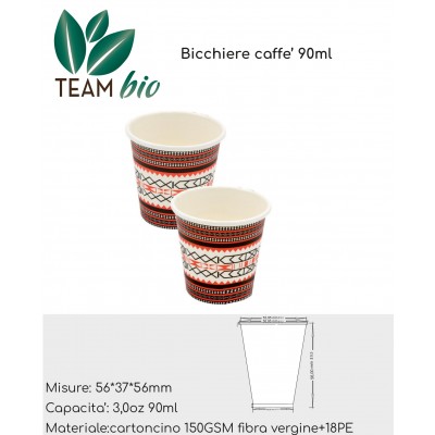 BICCHIERI CARTONCINO 3OZ 50PZ 90ML CAFFE' 57x37x36mm