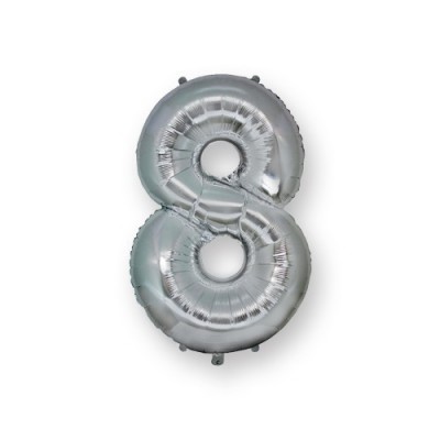 PALLONCINO MYLAR ARGENTO NUMERI H.102CM