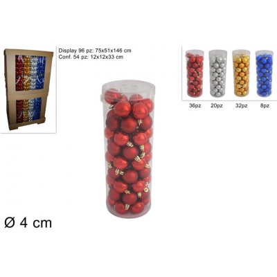 PALLE NATALIZIE 4CM 54PZ. IN CILINDRO PVC