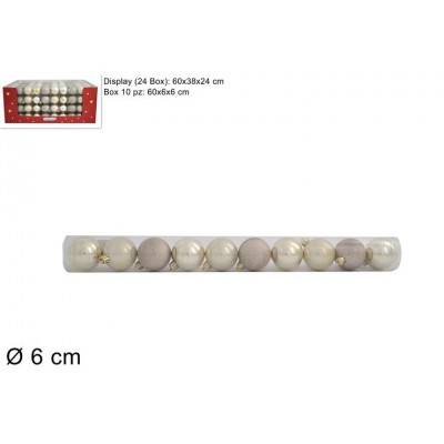 PALLINE NATALIZIE 6CM 10PZ IN TUBO PVC