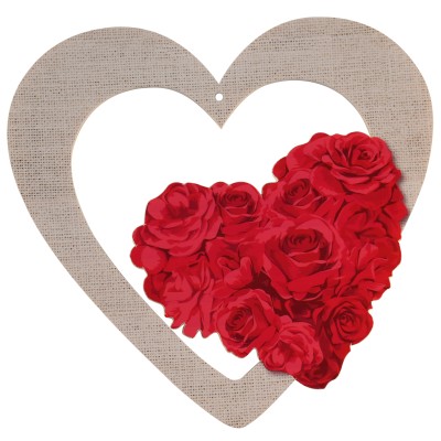 CUORE INTRECCIO BECKS 32X29CM ST F/R C/CUORE ROSE