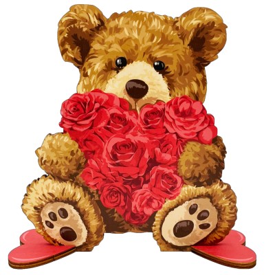 ROSEBEAR 36X33,5CM 10MM IN LEGNO STAMPATO F/R