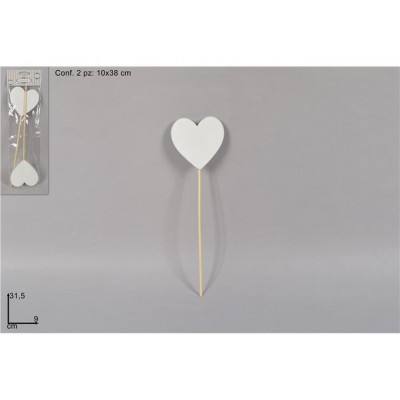 SPILLONE CUORE LEGNO 9CM 2PZ.