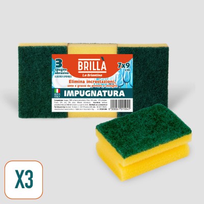 SPUGNE ABRASIVE 3PZ IMPUGNATURA 7X9cm