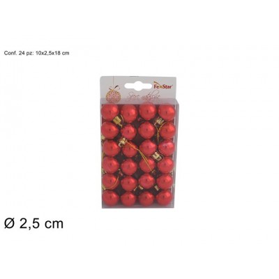 PALLINE 2,5CM 24PZ. LUCIDE ROSSO/BCO/ARG/ORO/BLU