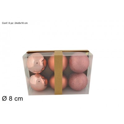 PALLINE 80MM 6PZ. GLITT/LUCIDO/OPACO.