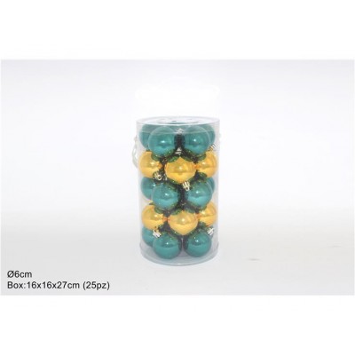 PALLE NATALIZIE 6CM 25PZ. IN CILINDRO PVC
