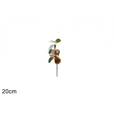 PICK PIGNA H20CM C/FOGLIE E BACCHE ROSA