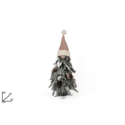 ALBERO H65CM C/CAPPELLINO PELLICCIA E PIGNE