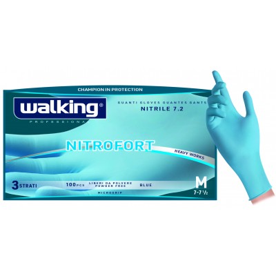 GUANTI NITRILE AZZ 100PZ NITROFORT 7gr X ALIMENTI