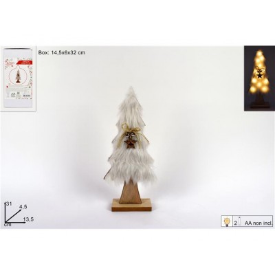 ALBERO LEGNO H41CM C/PELLICCIA, BASE LEGNO