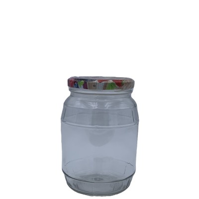 BARATTOLO VETRO TONDO 950ML C/COP DISEGNATO