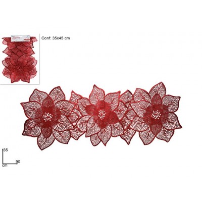 CENTRINO PLASTIFICATO 35X90CM C/3 FIORI NATALIZI