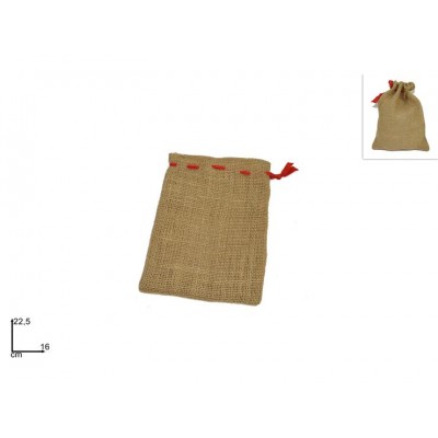 SACCO JUTA 16X22,5CM C/NASTRO ROSSO