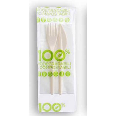 BIS POSATE PLA BIO 100PZ 3,8gr+TOV.1v natur BUSTA KRAFT
