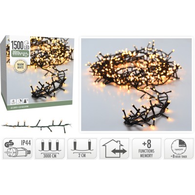 LUCI 1500LED 30MT FILO SCURO +8 GIOCHI DI LUCE