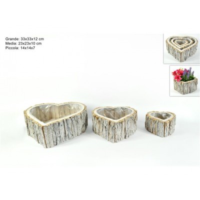 CUORE LEGNO P.PIANTA BORDO CORTECCIA D.22XH10CM