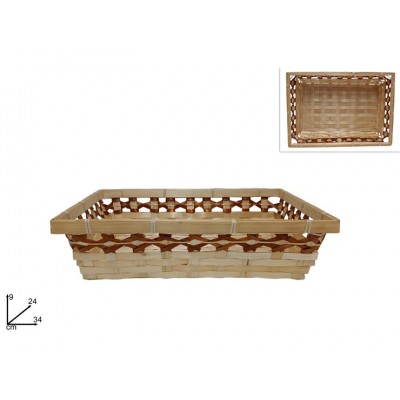 CESTO 34X29XH9CM RETT. C/INTRECCIO MARR.