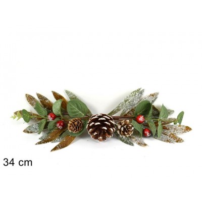 FUORIPORTA FASCINA 34CM C/FOGLIE INN, BACCHE E PIGNE