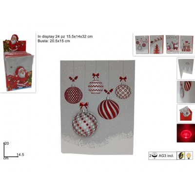 BIGLIETTO AUGURI MUSICALE 3D 20X14 NATALIZIO C/BUSTA ASS.