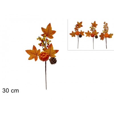 PIC 30CM C/ZUCCA, PIGNA, BACCHE E FOGLIE AUTUNNALI