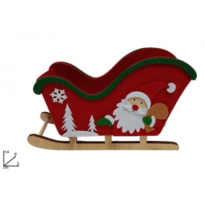SLITTA FELTRO NATALIZIA C/BASE LEGNO 23X14CM