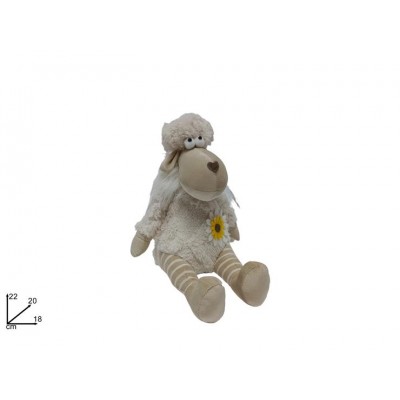 PECORELLA PELUCHE SEDUTA H22CM C/GIRASOLE SUL PETTO