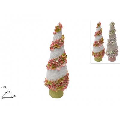ALBERELLO PRIMAVERA H45CM C/PELLICCIA E FIORELLINI 2ASS
