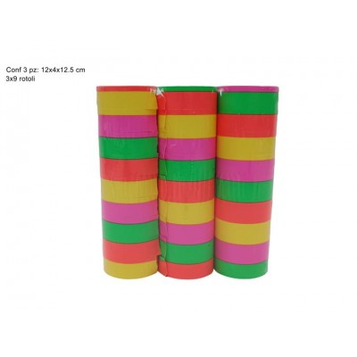STELLE FILANTI SET 3PZ. DA 9 ROTOLINI COL. FLUO
