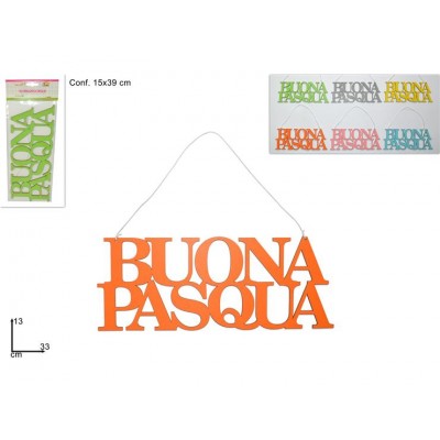 SCRITTA LEGNO PIATTO 33CM DA APP. COL.ASS