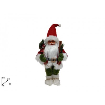 BABBO NATALE H60CM C/VESTITO ROSSO/VERDE