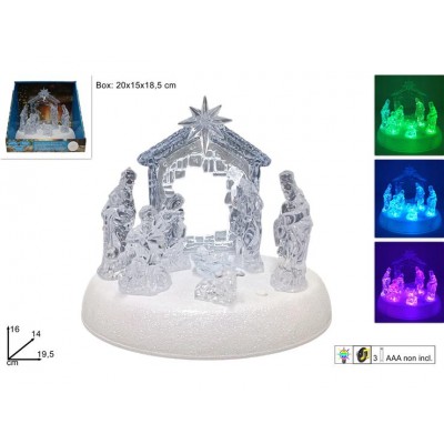NATIVITA' IN ACRILICO C/MUSICA E LUCE 20XH15CM