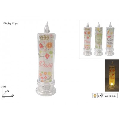 LUMINO A CANDELA PASQUALE C/LED 16CM 3ASS