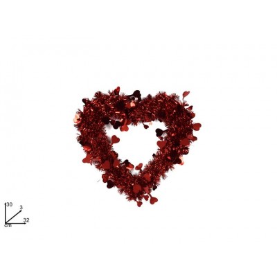 CUORE C/STRUTTURA E DEC. FOIL. D30CM DA APP.