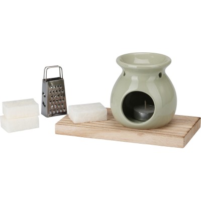 KIT AROMA C/BRUCIA ESSENZE, TEALIGHT, CERA PROF E MINI GRATTUGIA