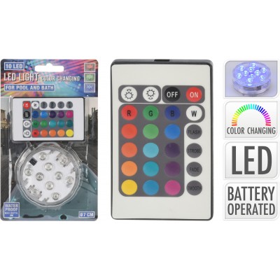 LAMPADA D.7CM 10LED X BAGNO E PISCINA C/COLOR CHANGING