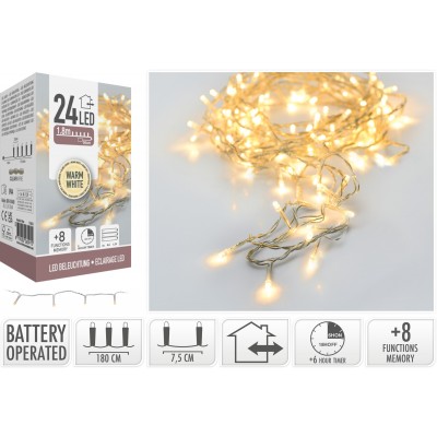 LUCI 24LED L.1,8MT C/TIMER E 8GIOCHI DI LUCE