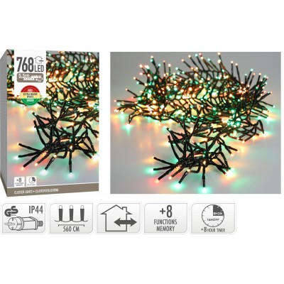 LUCI 768LED 5,5MT FILO SCURO C/TIMER +8 GIOCHI DI LUCE