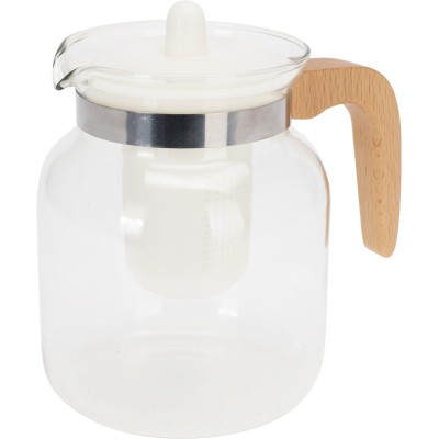 TEIERA IN VETRO BOROSILICATO 1500ML C/MAN. LEGNO