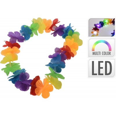 COLLANA HAWAIANA C/FIORI E LED