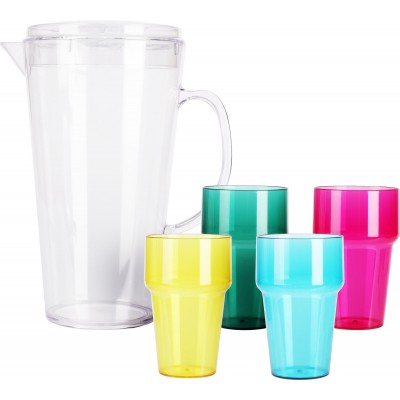 CARAFFA 2200ML PS. C/4 BICCHIERI COLORATI DA 280ML
