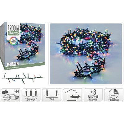 LUCI 1200LED 24MT. C/TIMER +8 GIOCHI DI LUCE