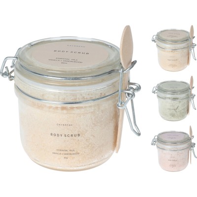 SCRUB CORPO 250GR. C/VASETTO VETRO E CUCCHIAINO LEGNO ASS.