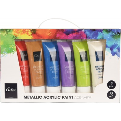 TEMPERA ACRILICA METALLIC 75ML 6PZ.