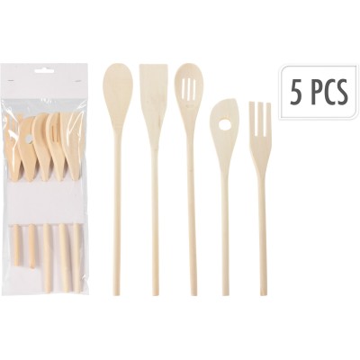 UTENSILI CUCINA LEGNO SBIANC. 5PZ.